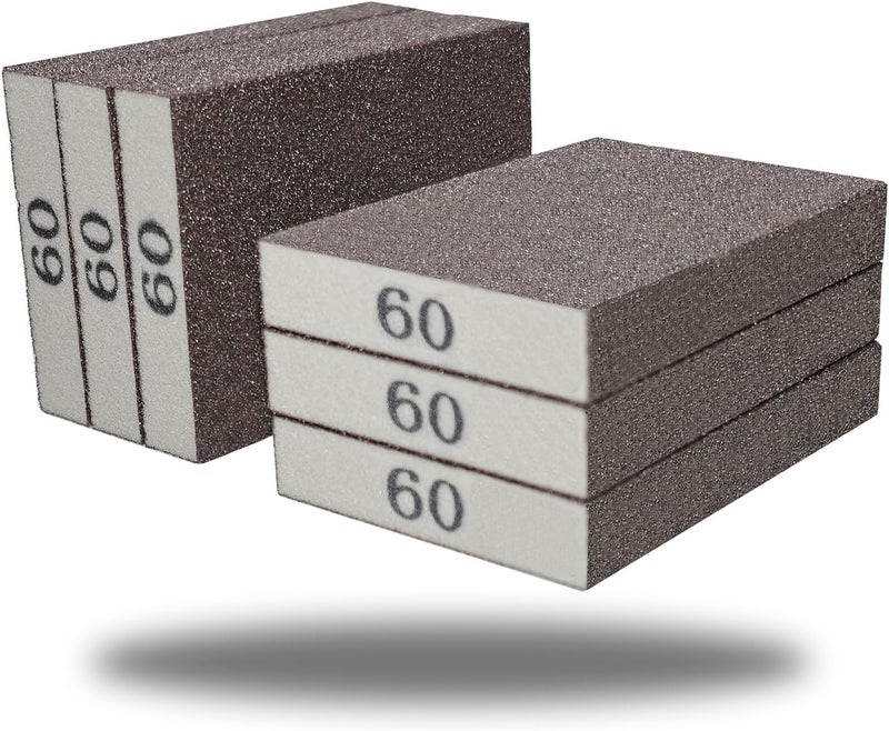 Tonmp 6 Pack 60 Grit Coarse Sanding Sponge, Washable and Reusable Great for Pot Pan Brush Sponge Brush Glasses Sanding Wood Sanding Metal Sanding (60 Grit-6 Pack) - Image 1